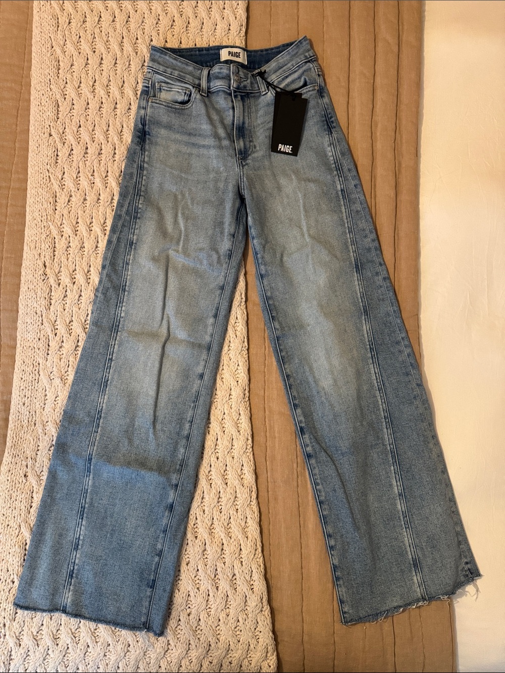 NWT PAIGE Light Blue Wide-Leg Flare Jeans